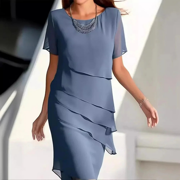 Levoire | Robe Midi Chiffon de Luxe pour Femmes Design Élégant Bleu