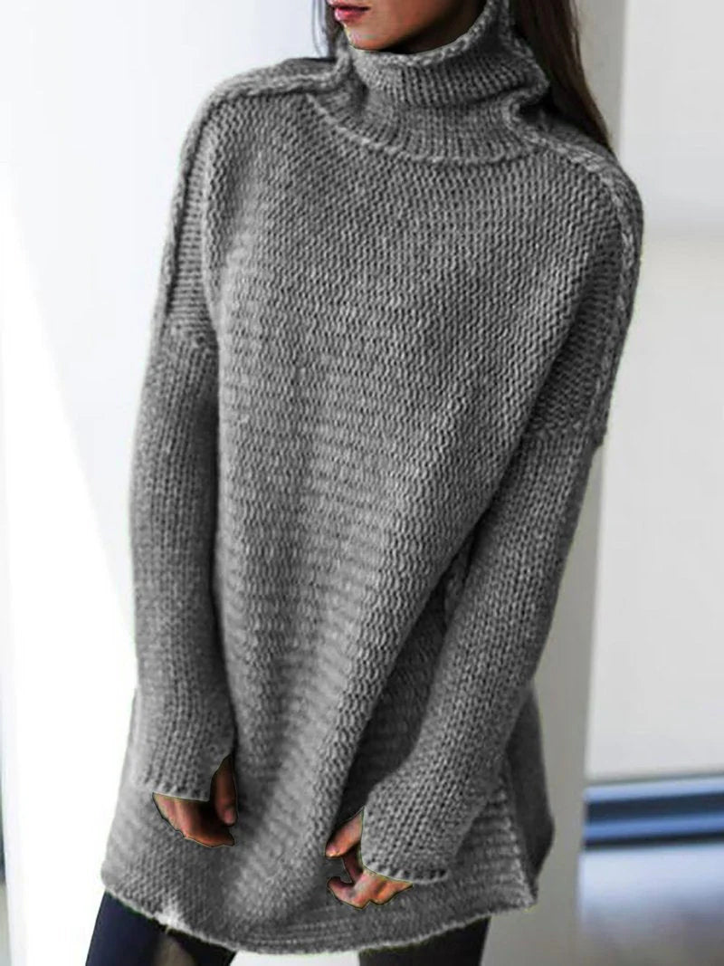 Levoire | Pull À Col Roulé Long Avec Coupe Surdimensionnée Gris