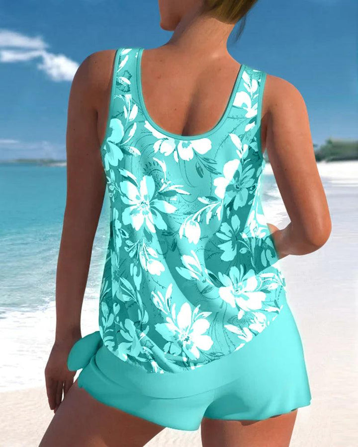 Levoire | Ensemble De Tankini Avec Motif Floral Pour Femmes Bleu