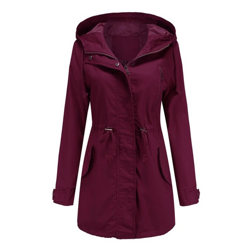 Levoire | Veste Longue Imperméable À Capuche Et Avec Cordon Réglable