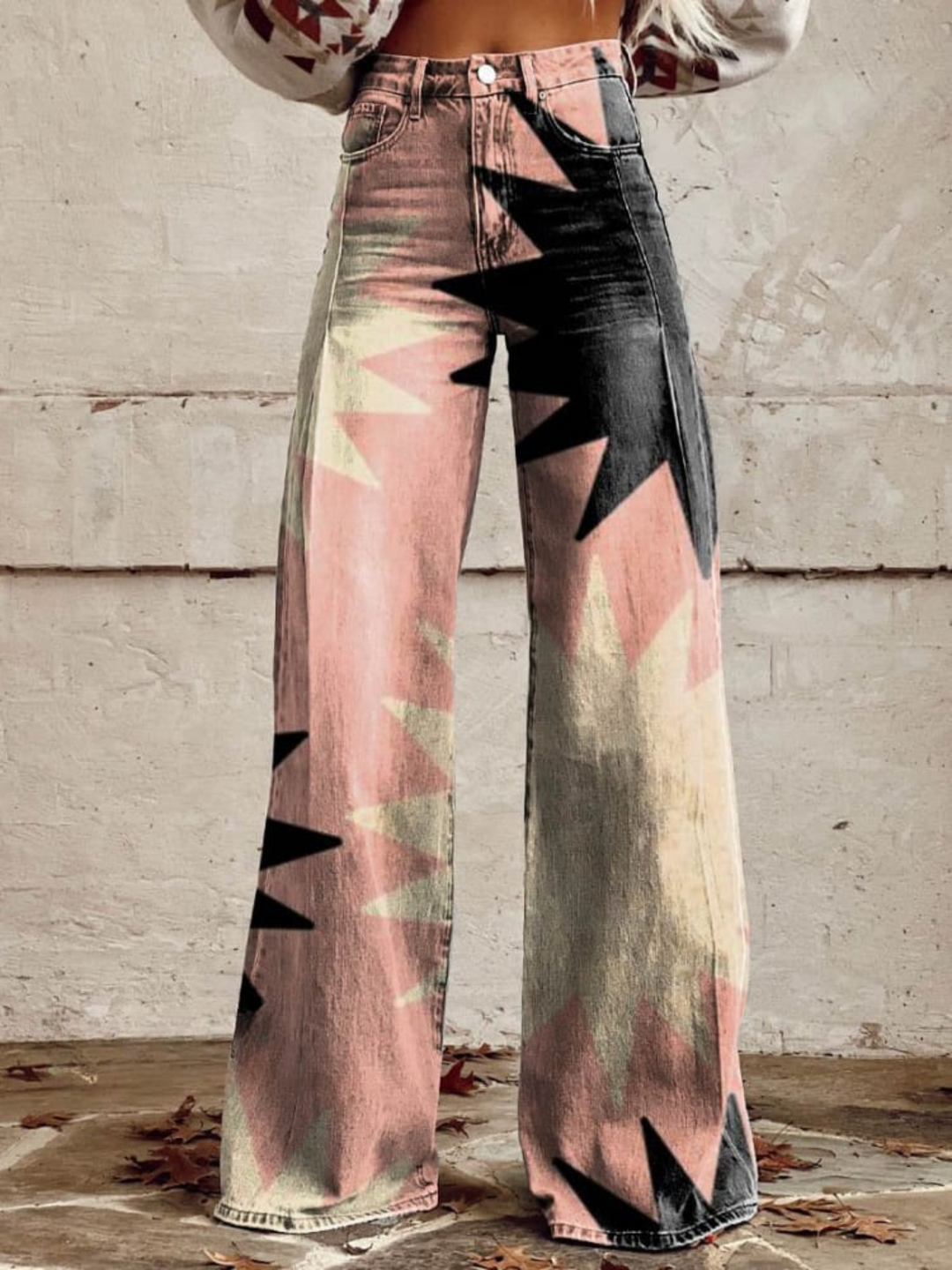 Levoire | Pantalons Larges Géométriques Rosa