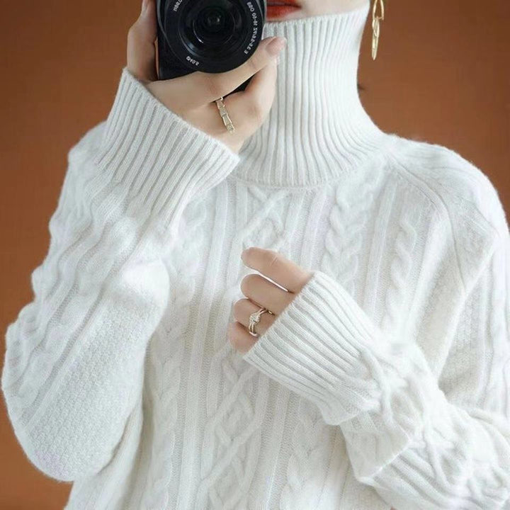 Levoire | Pull En Tricot Pour Dames - Col roulé Blanc