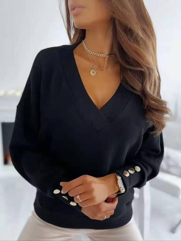 Levoire | Pull Col V Pour Femme - Manche Complète Noir