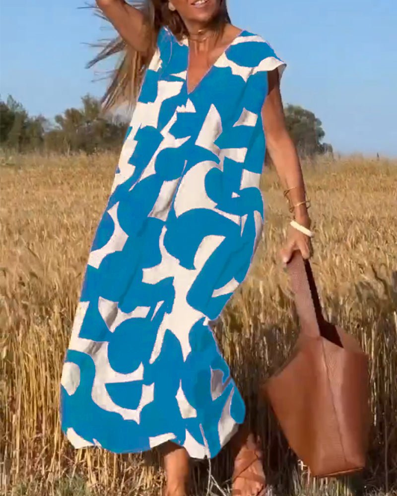 Levoire | Robe femme Robe d'été femme avec décolleté en V Bleu