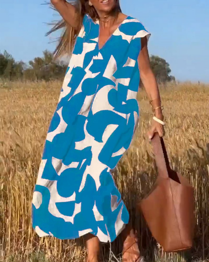 Levoire | Robe femme Robe d'été femme avec décolleté en V Bleu