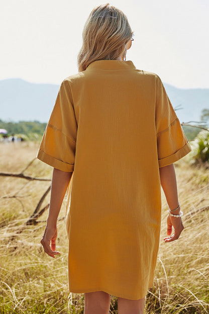 Levoire | Robe décontractée A-ligne à col en V unie