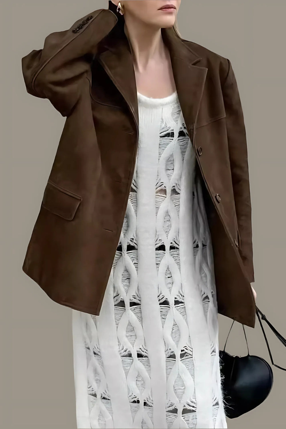 Levoire | Blazer en daim pour femmes classique et décontracté veste brune pour femmes