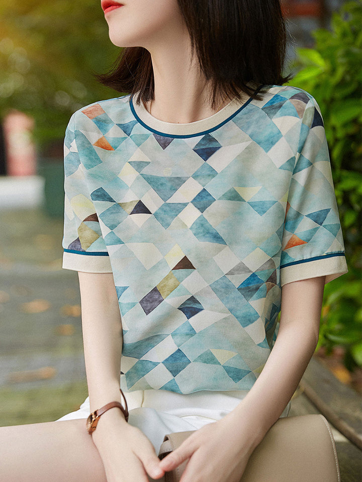 Levoire | Chemise Contrastée Élégante Avec Impression Géométrique Moderne