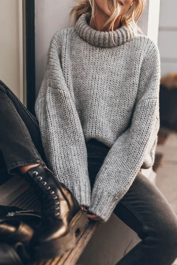 Levoire | Pull À Manches Longues Avec Col Épais Gris