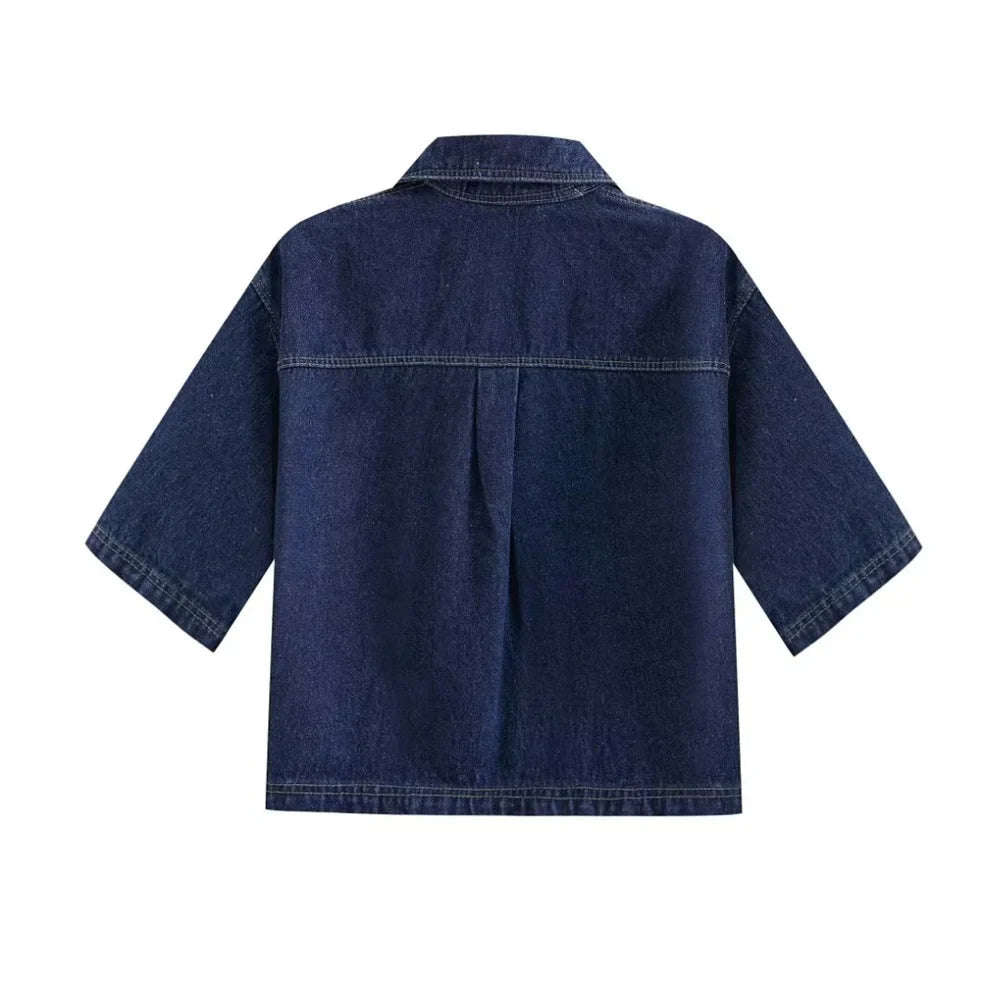 Levoire | Shorts En Denim Élégants Et Haut Avec Décolleté En V Moderne