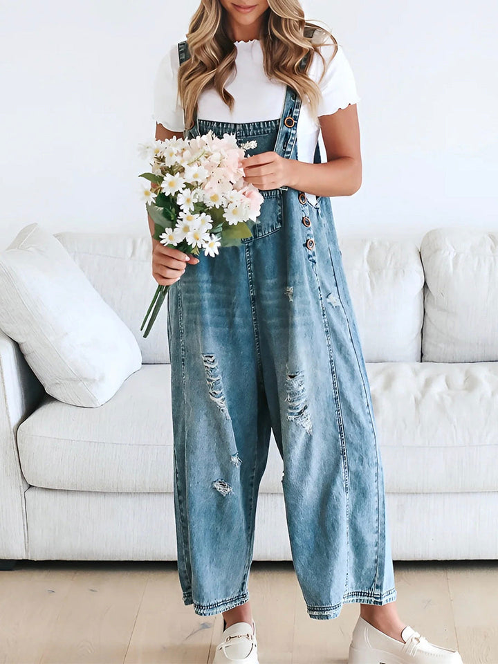 Levoire | Salopette En Jean Détachée En Look Usé