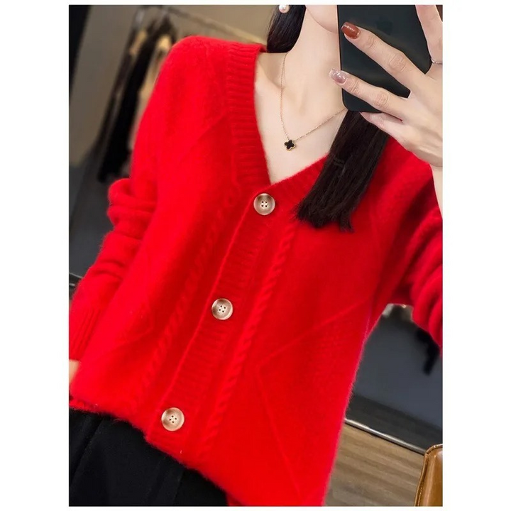 Levoire | Gilet pour femmes avec décolleté en V et liste de boutons Rot
