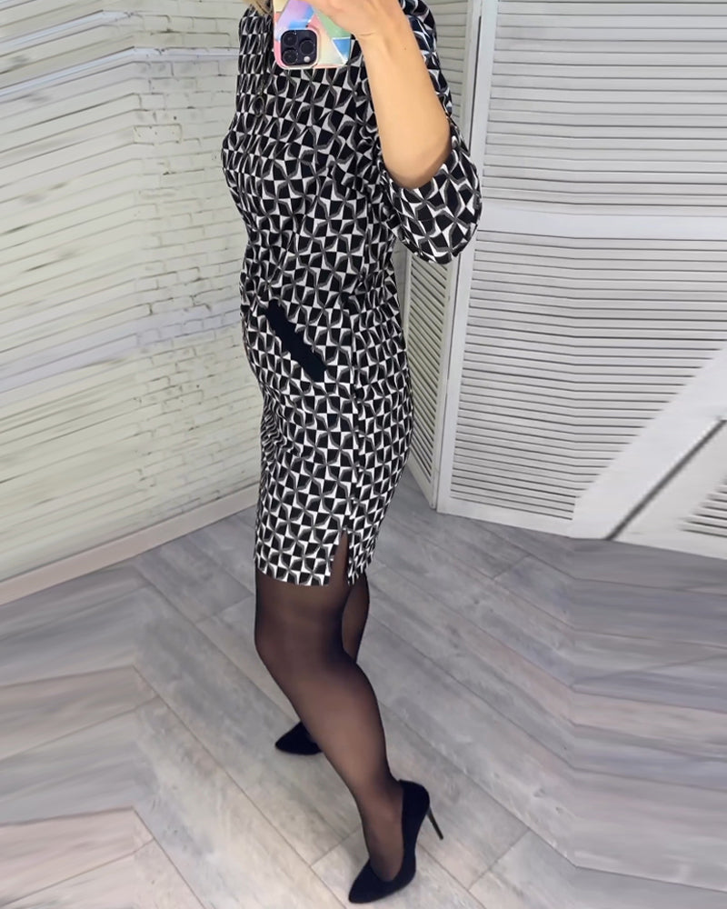 Levoire | Robe Avec Imprimé Diamant Et Manches Longues