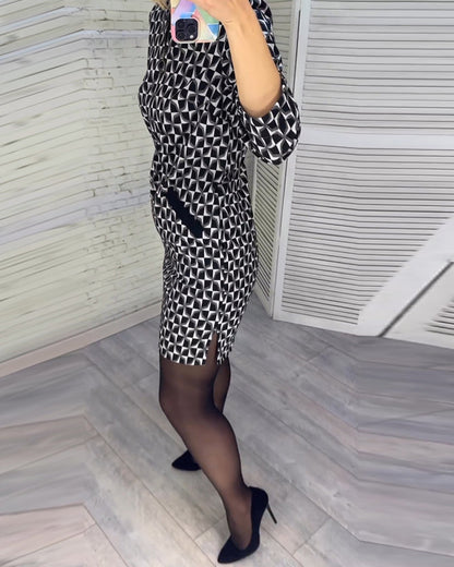 Levoire | Robe Avec Imprimé Diamant Et Manches Longues