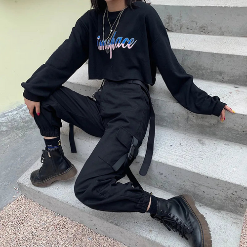 Levoire | Pantalon cargo pour femmes avec taille haute et ceinture élastique