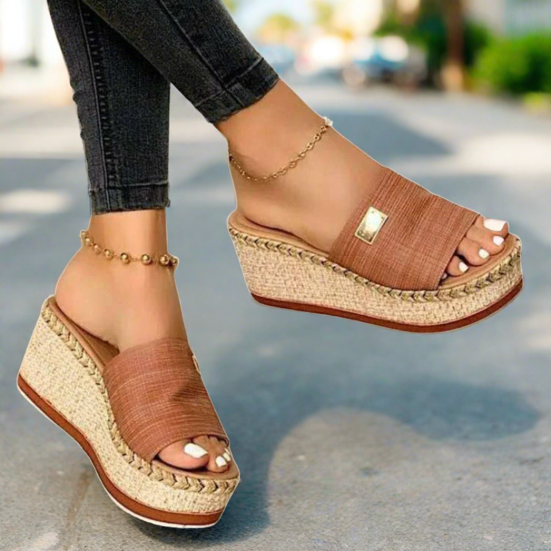 Levoire | Sandales Confortables Pour Femmes Avec Talon Braun