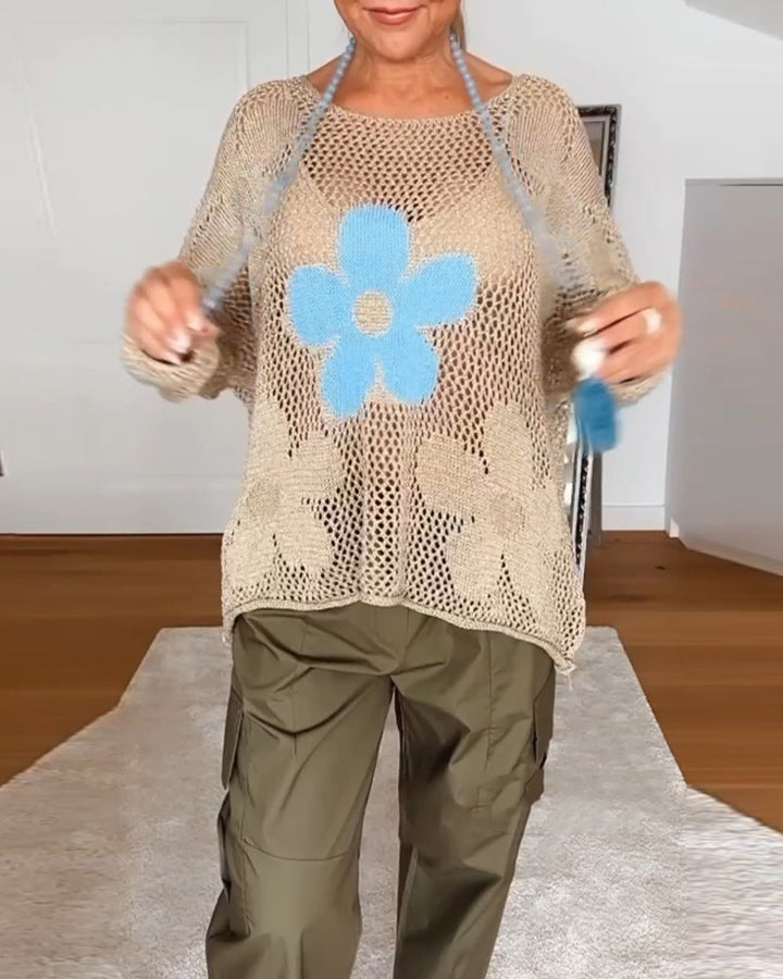 Levoire | Pull À Col Rond Floral Décontracté À Manches Longues