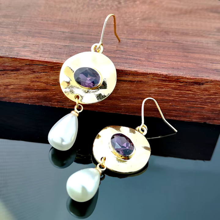 Levoire | Collecte De Vin Or-Violet Zirconium Boucles D'Oreilles En Perles Or
