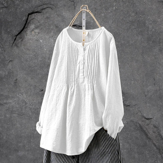 Levoire | Boho-Chic Blouse-Shirt - Avec Patte De Boutonnage Et Froncements Blanc