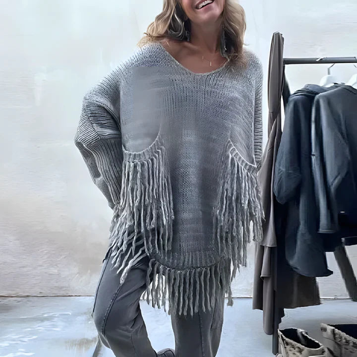 Levoire | Pull-overs à franges style boho Gris