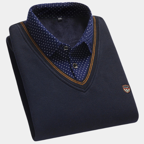 Levoire | Pull en maille motif chemise pour hommes