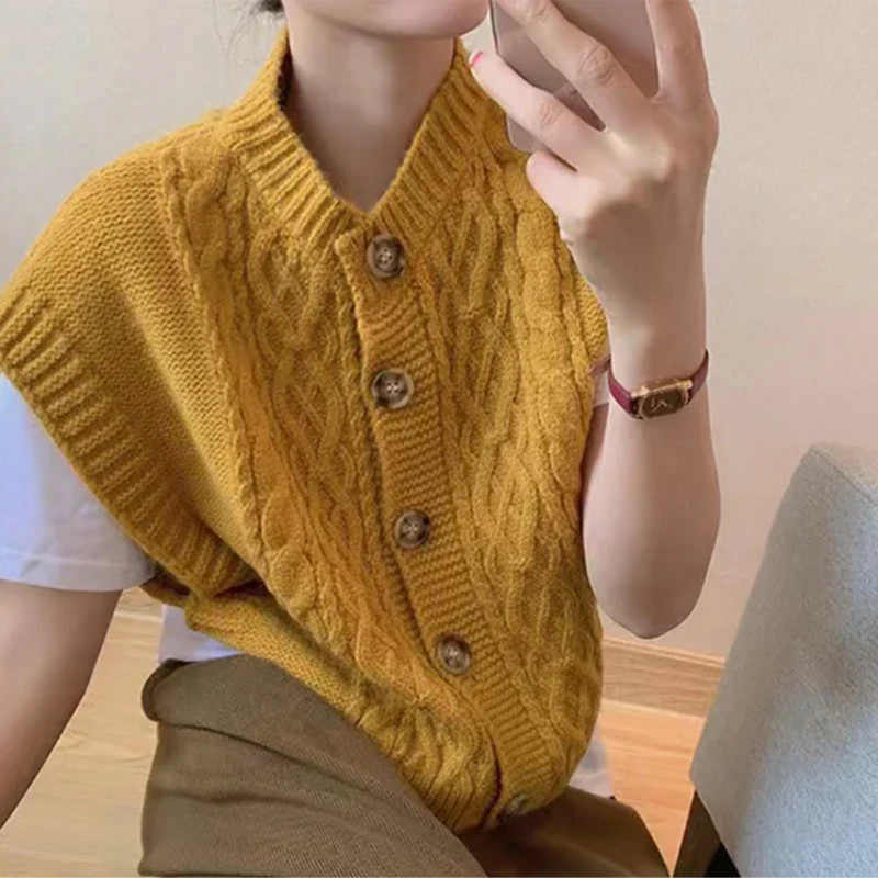 Levoire | Rmelloser Gilet Strik FR Femmes Jaune