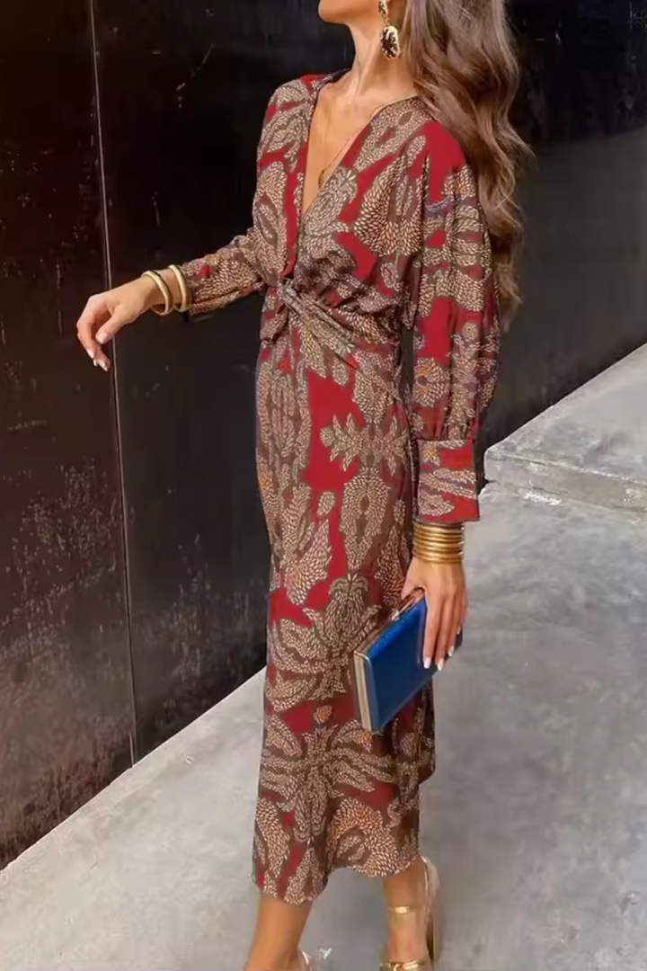 Levoire | Robe femme flatteuse robe à décolleté en V Rot