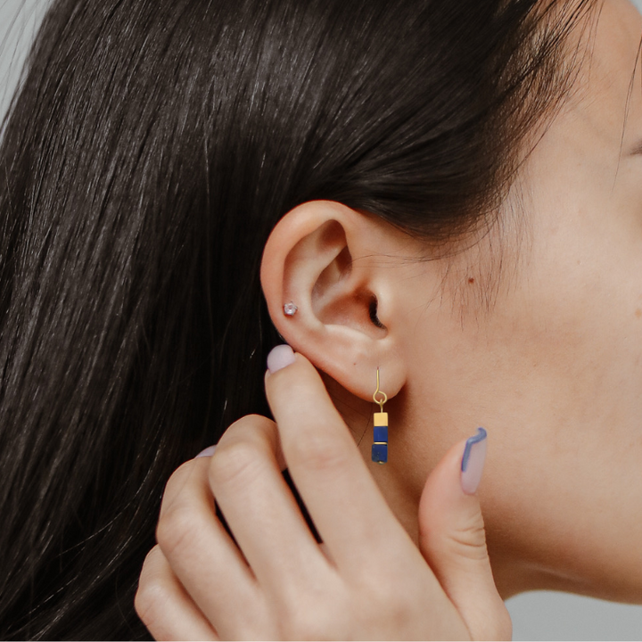 Levoire | Boucles D'Oreilles En Cube Bleu