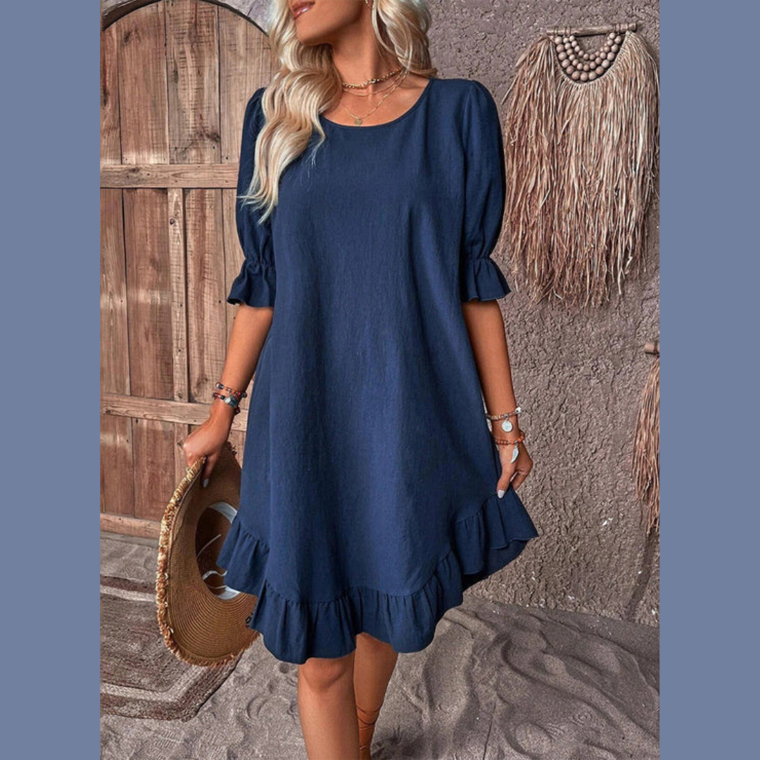 Levoire | Robe d'été avec volants Bleu foncé