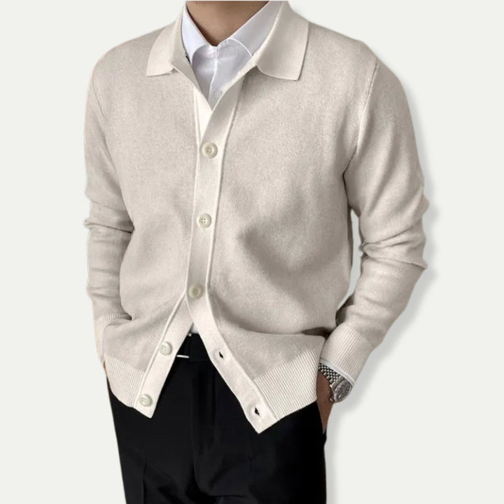 Levoire | Élégante Cardigan Homme À Boutons Blanc