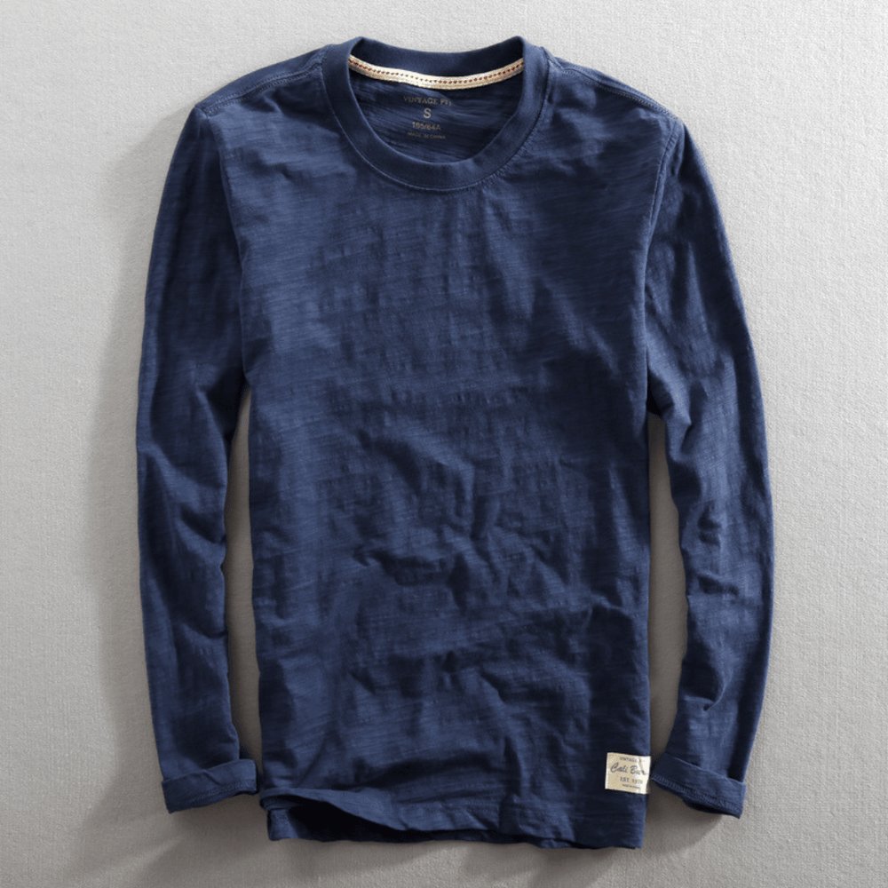 Levoire | T-Shirt En Coton À Manches Longues Bleu nuit