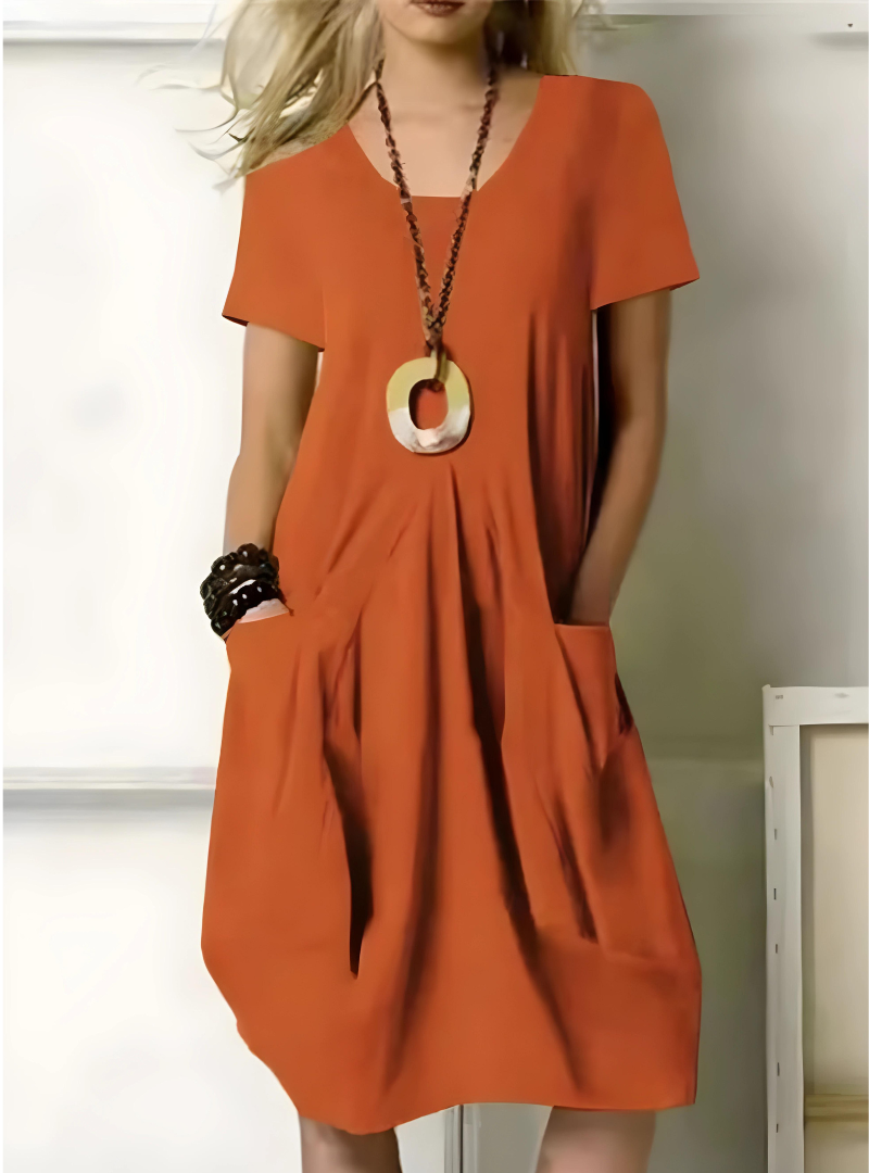 Levoire | Robe Élégante Avec Poches Orange