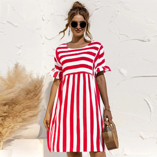 Levoire | Robe midi rayée élégante Rouge