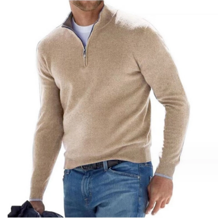 Levoire | Pull homme chaud avec fermeture éclair Beige