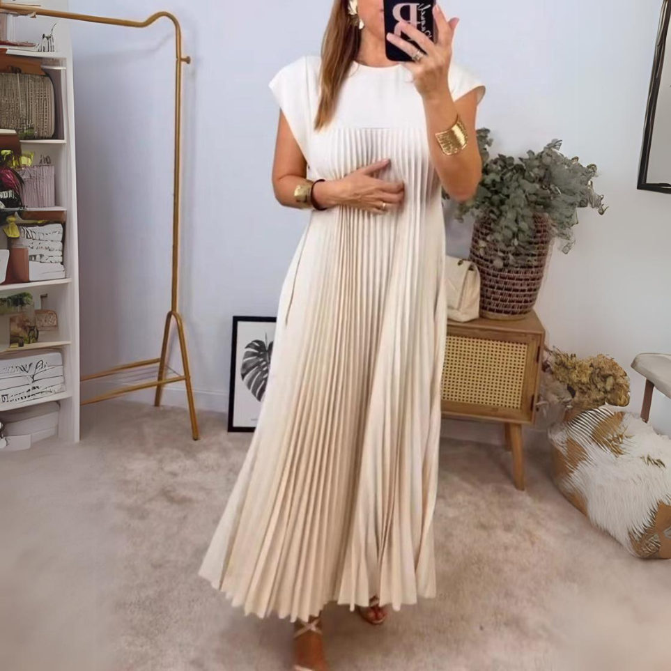 Levoire | Robe Plissée Légère Élégante Beige