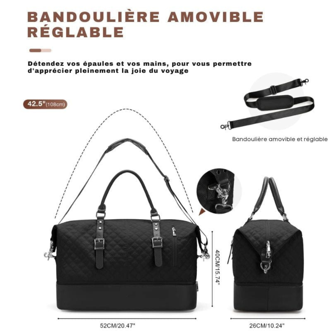 Levoire | Sac de voyage week-end pour femmes au style élégant Noir