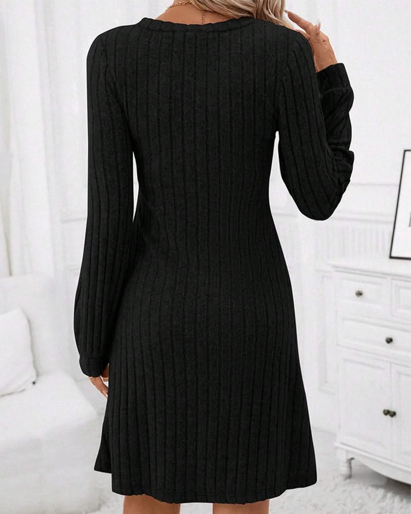 Levoire | Robe Élégante À Rayures Côtelées Avec Décolleté En V