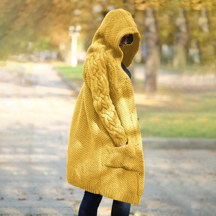 Levoire | Long Femme Cardigan Capuche Jaune