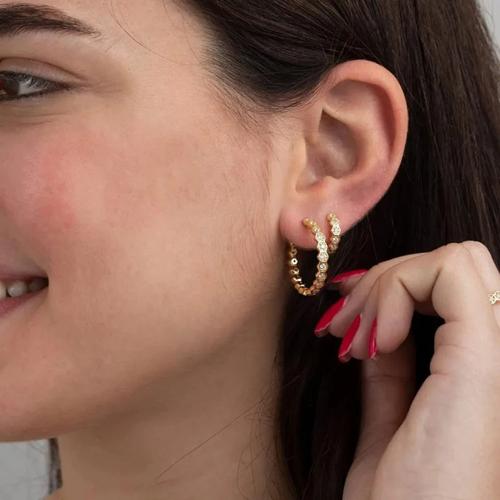 Levoire | Élégant Boucles D'Oreilles Hexagonales Or