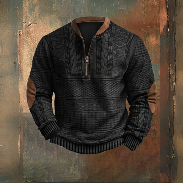 Levoire | Pull En Maille Vintage Avec Fermeture Éclair Noir