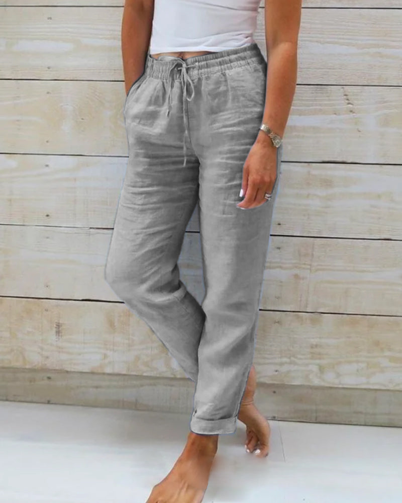 Levoire | Pantalons en coton avec bande en caoutchouc Gris