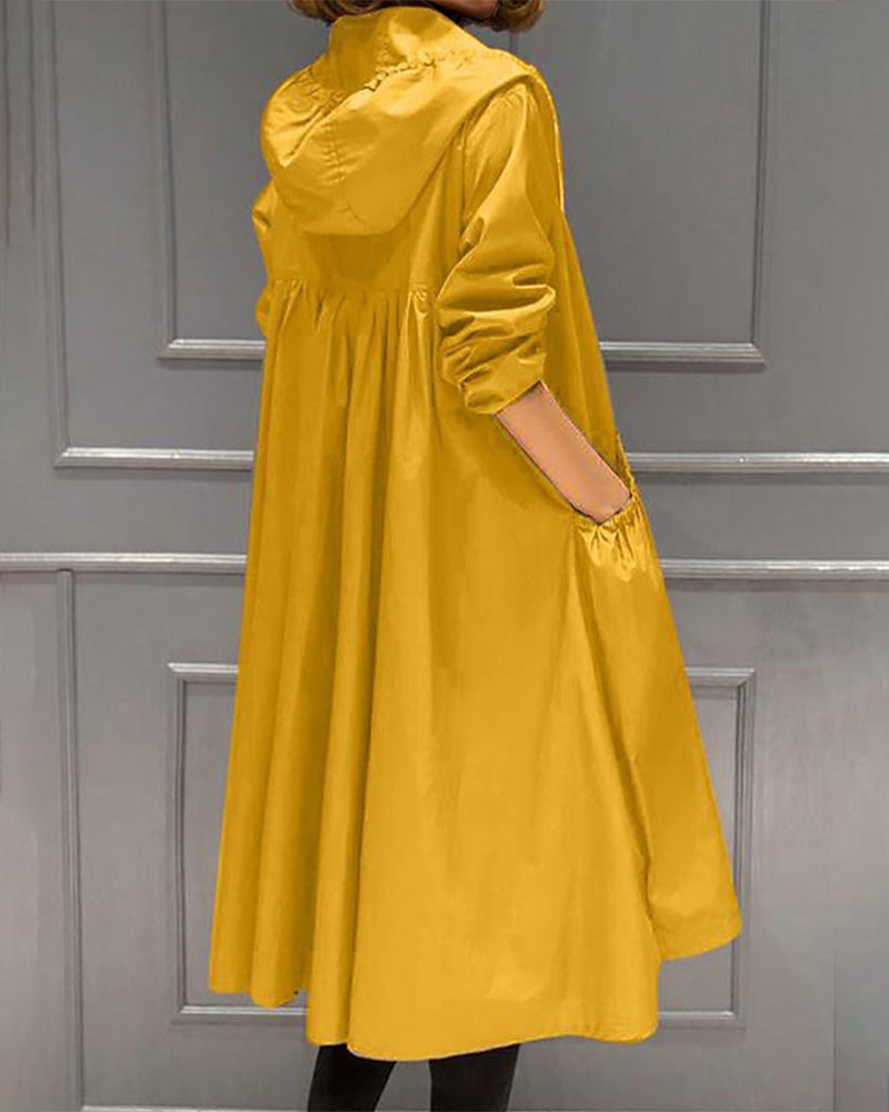 Levoire | Veste Mi-Longue À Capuche Style Coréen Jaune