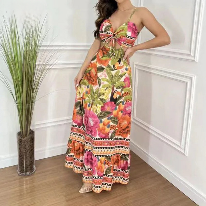 Levoire | Robe Longue Tropicale Orange