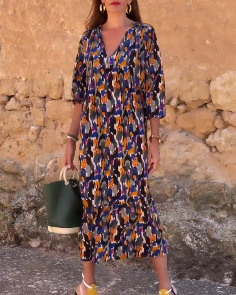 Levoire | Robe À Décolleté En V Imprimé Rétro