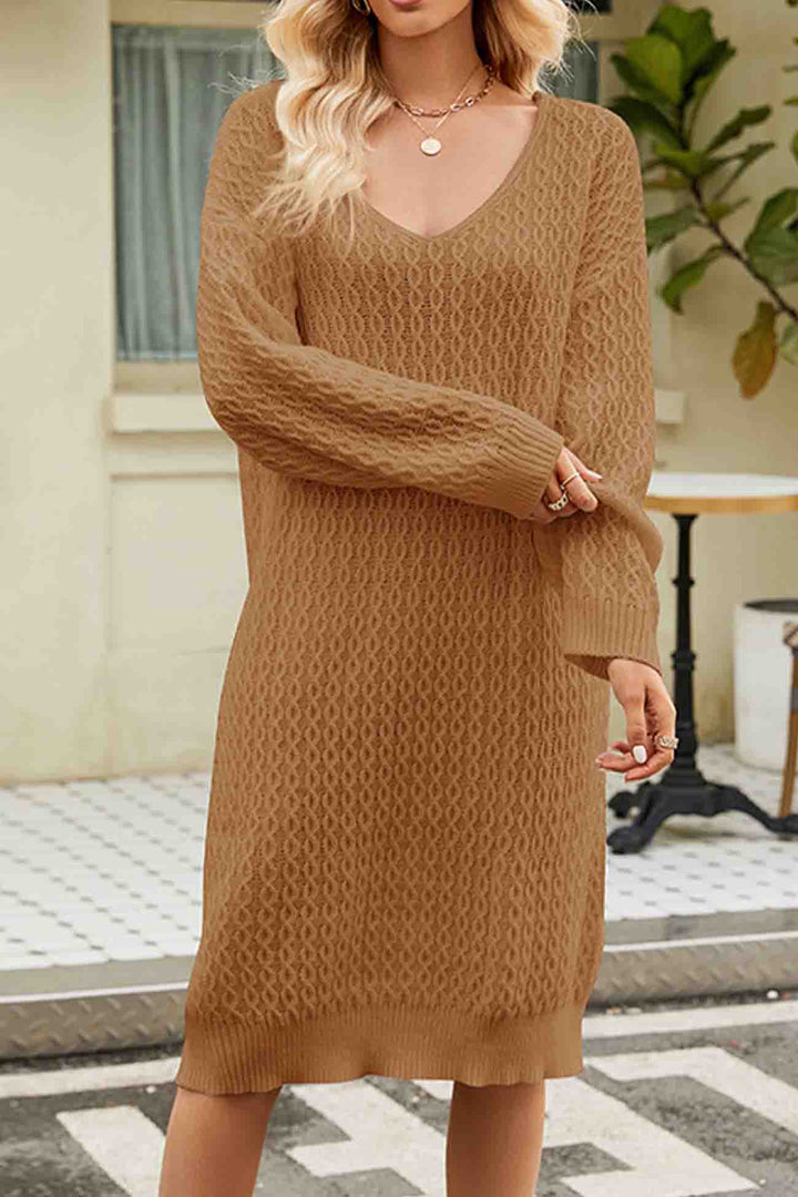 Levoire | Robe Sweat Avec Décolleté En V Profond Pour Une Apparence Élégante Kaki