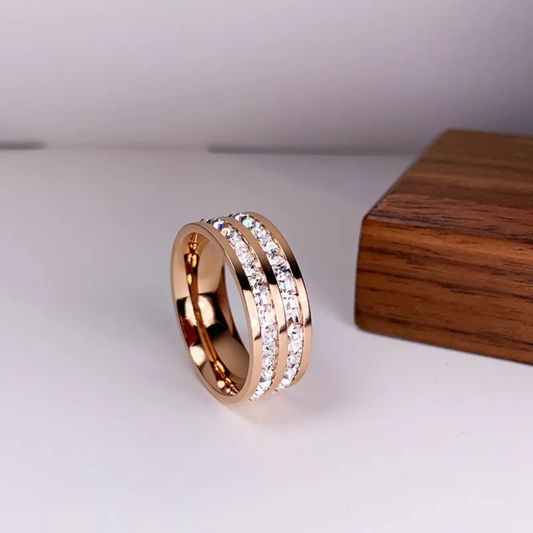 Levoire | Anneau En Zircon Cubique Encastré Élégant Or Rosé Or