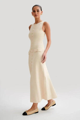 Levoire | Robe Midi En Tricot Sans Manches À Boutons
