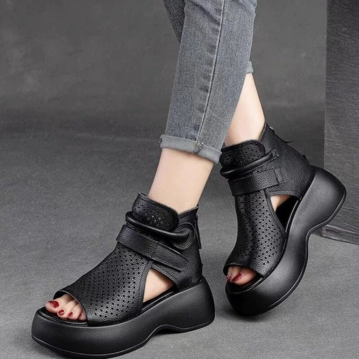 Levoire | Sandales En Cuir Orthopédiques Noir