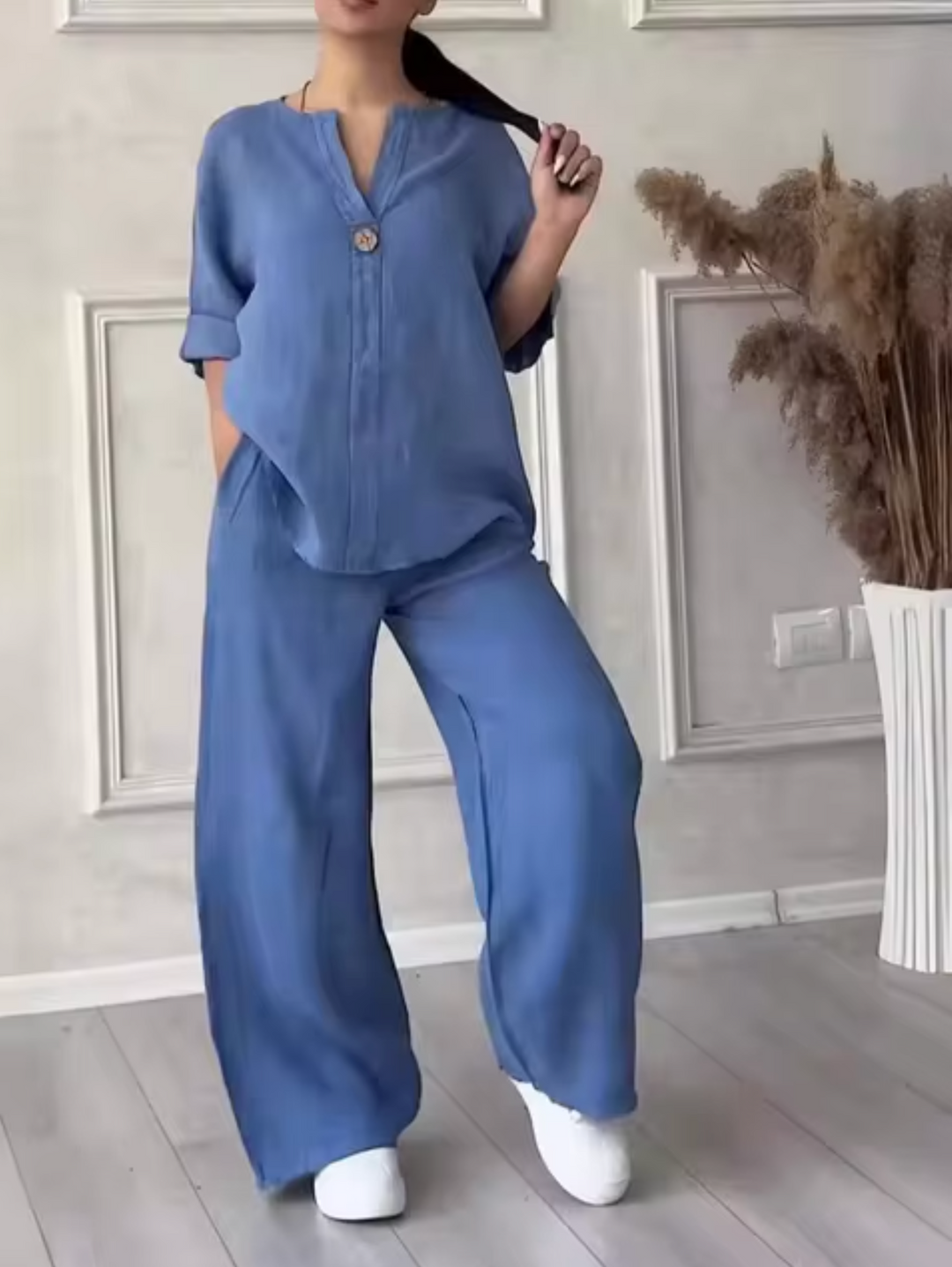 Levoire | Ensemble Costume Lin Coton Bleu
