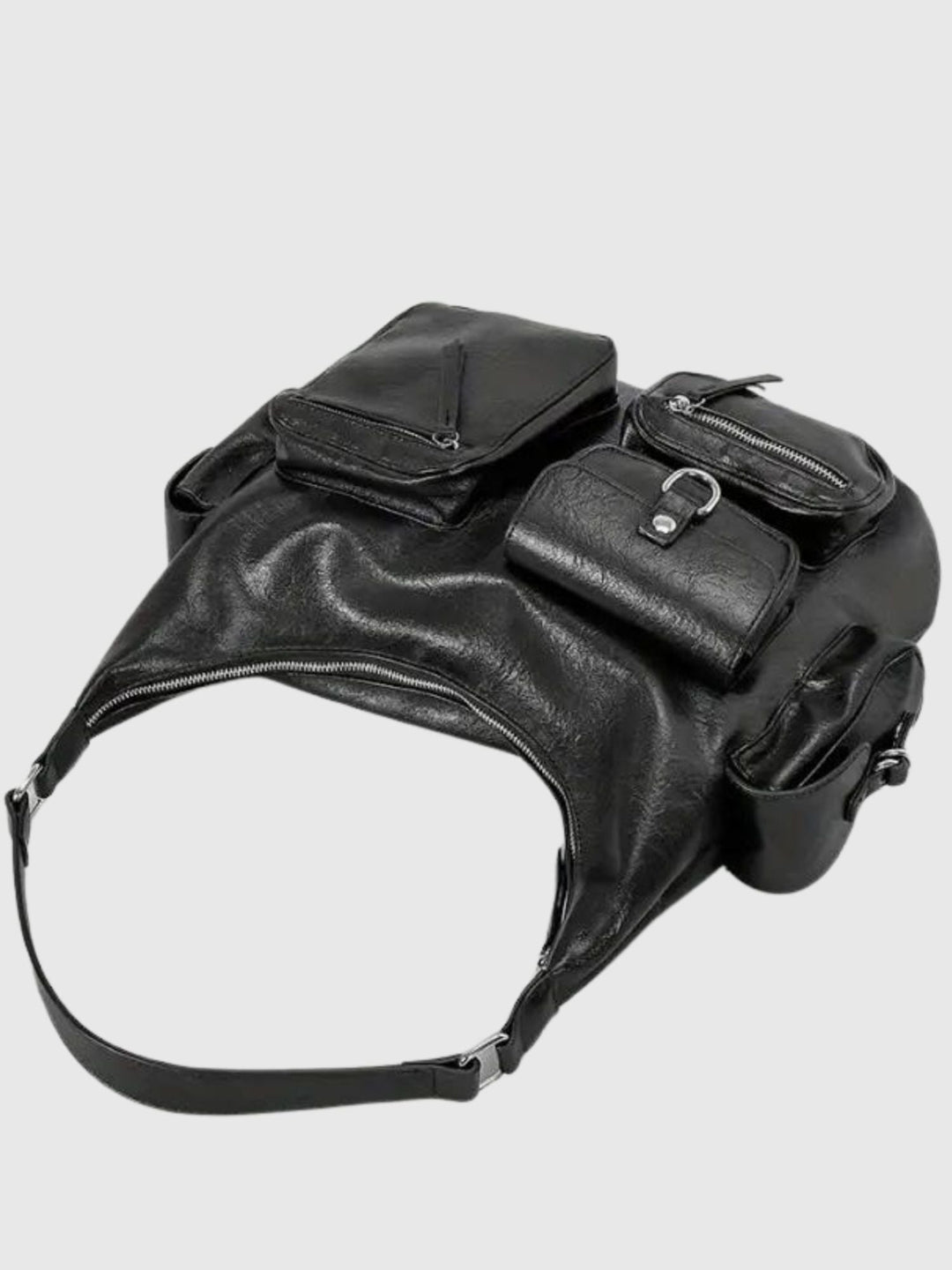 Levoire | Sac À Épaule Noir Avec Poches Latérales